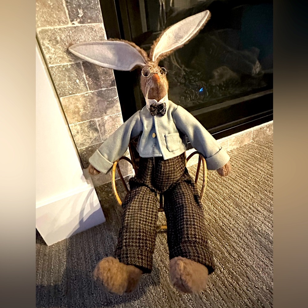 Vintage Brown and Gray Rabbit Plush